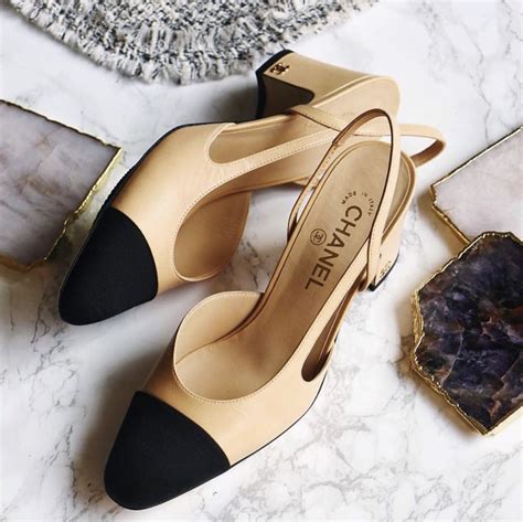 chanel peep toe slingback peach fabric shoe|Chanel slingback shoes history.